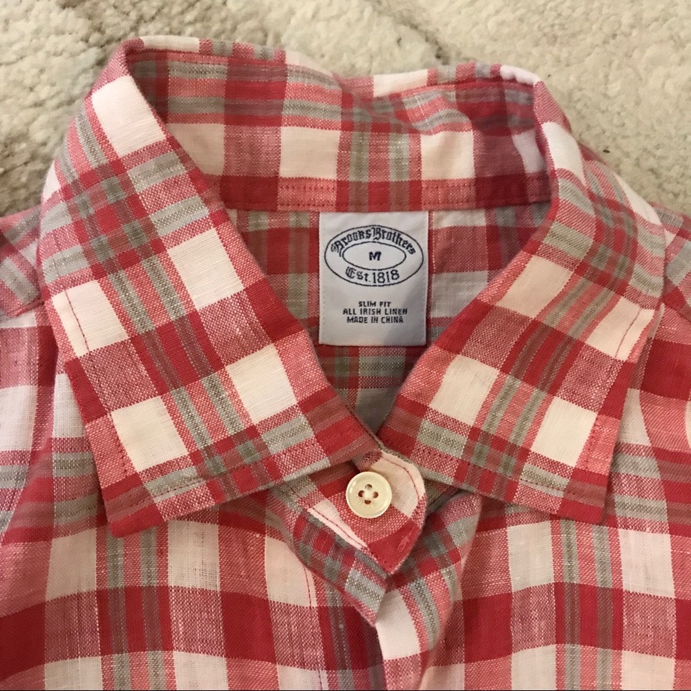 ✨NWOT Brooks Brothers Irish Linen Slim Fit Shirt